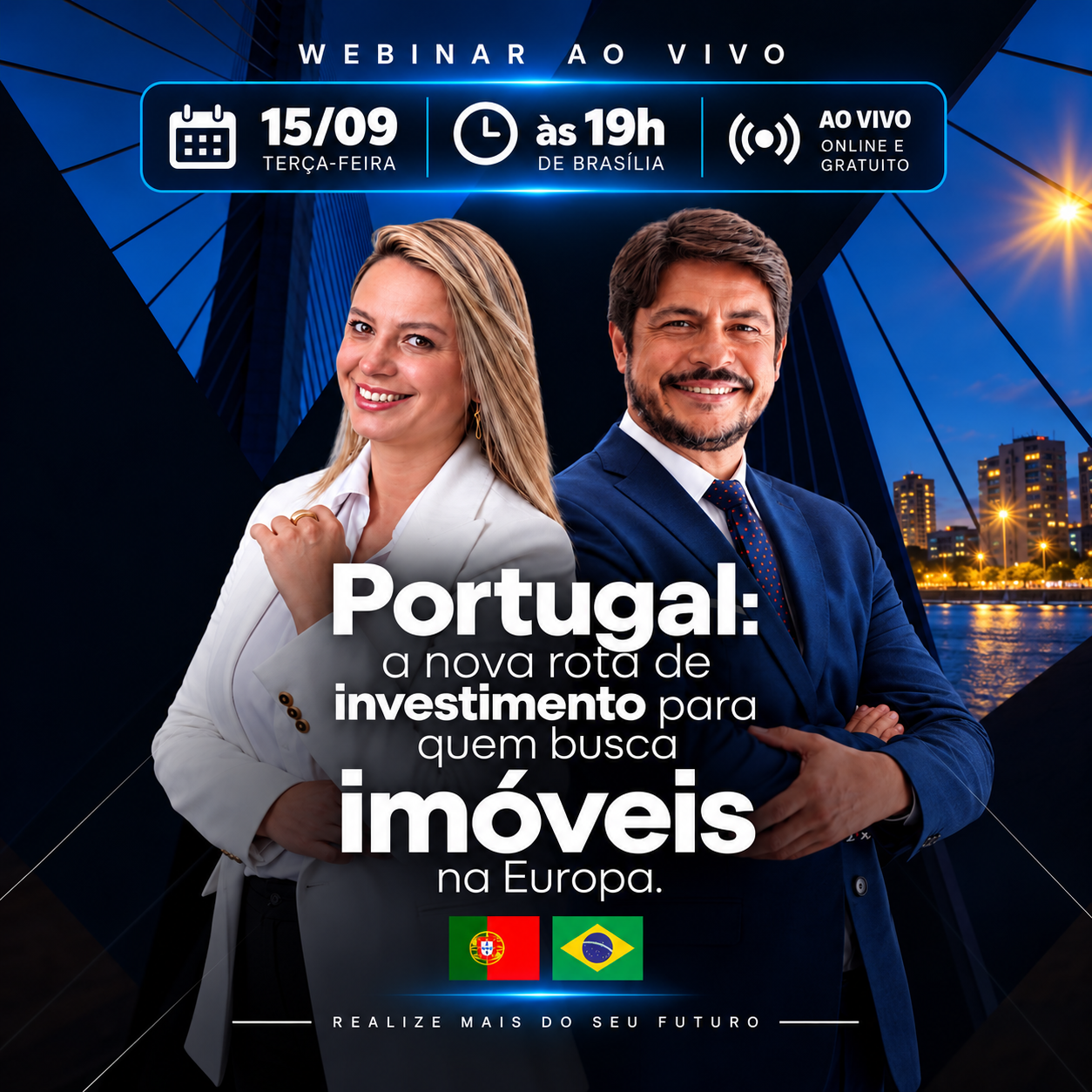 Guilherme Oliveira e Vânia Lucatelli, palestrantes do webinar sobre investimento imobiliário em Portugal